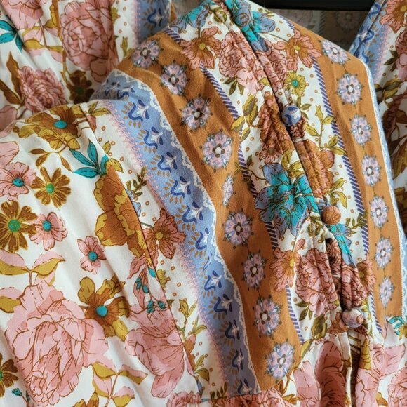 Matilda Jane Floral Front Button Ruffle Midi Dress Just For A Moment Small - Picture 10 of 14